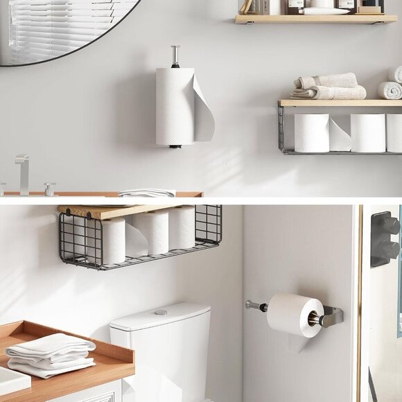 Paper Towel Holder Under Cabinet, Single Hand Operable Wall Mount Paper Towel Ho - Picture 5 of 7